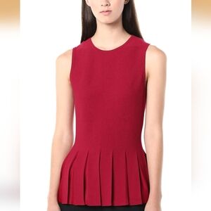 NWT Theory Pleated Peplum B Dark Crimson Prosecco Size M